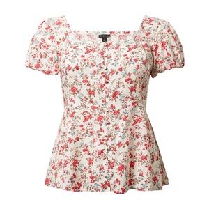 Torrid Peplum Challis Puff Short Sleeve Top Floral Print Size 10 Medium